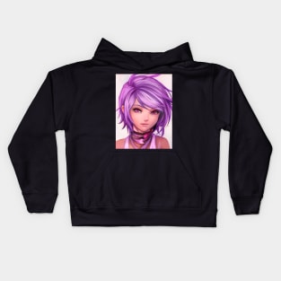 Purple Hair Anime Girl Kids Hoodie